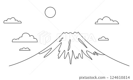 Mount Fuji line drawing vector Mount Fuji line drawing vector 124610814