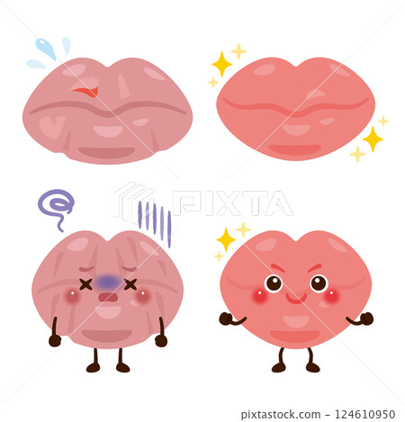 Characters with healthy lips and unhealthy lips 124610950