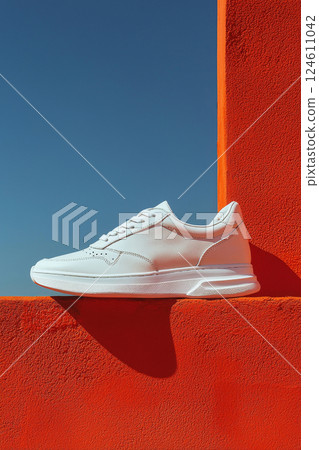 White sneaker on vibrant background White sneaker on vibrant background 124611042