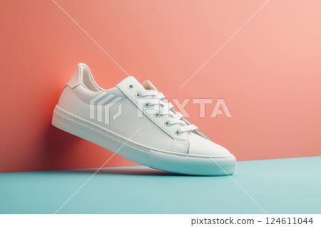 White sneaker on colorful background White sneaker on colorful background 124611044