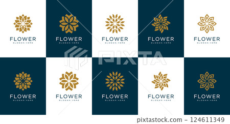 set of flower logo vector design template 124611349