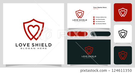 shield and love logo template line style shield and love logo template line style 124611350