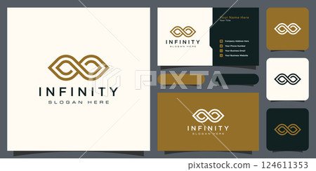 infinity loop with line art style symbol and business card 124611353