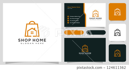 home shop logo vector design and business card home shop logo vector design and business card 124611362