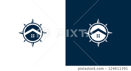 compass and home logo design vector 124611391