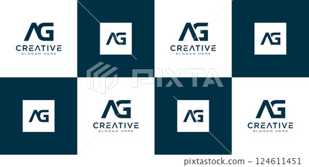 set of initials letter AG abstract logo 124611451