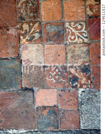 Old Medieval Church Flooring Stones Creating a Brick Pavement Floor Old Medieval Church Flooring Stones Creating a Brick Pavement Floor 124611817