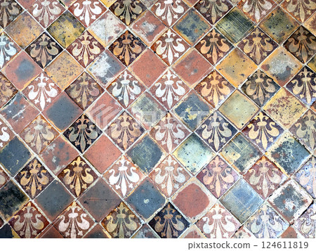 Old Medieval Church Flooring Stones Creating a Brick Pavement Floor Old Medieval Church Flooring Stones Creating a Brick Pavement Floor 124611819