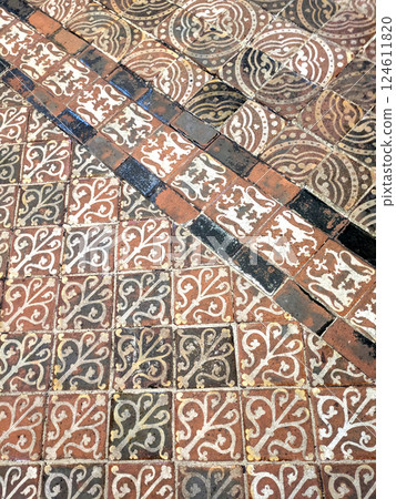 Old Medieval Church Flooring Stones Creating a Brick Pavement Floor Old Medieval Church Flooring Stones Creating a Brick Pavement Floor 124611820