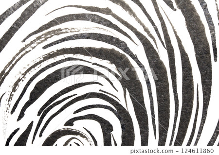 Thick Ink Pen Black Swirly Wavy Lines on White Background Zebra Skin Shapes 124611860