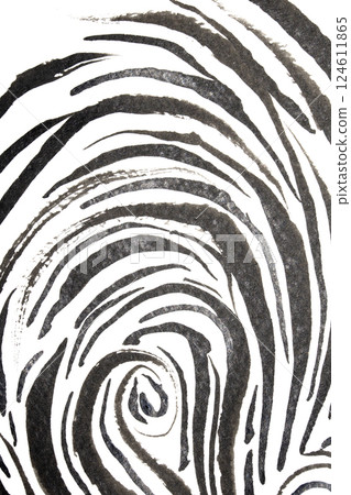 Thick Ink Pen Black Swirly Wavy Lines on White Background Zebra Skin Shapes 124611865
