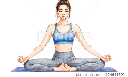 做瑜伽的女人 124611891