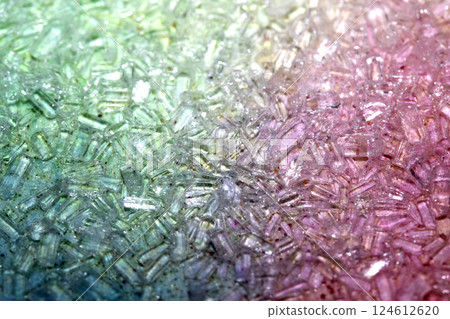 Sugar Sat Crystal Healing Vibrant Clittering Shard Close Up Molecule Confectionery Background 124612620