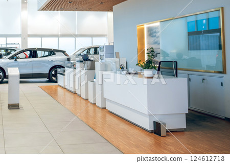 Reception in repair shop for high-end vehicles Reception in repair shop for high-end vehicles 124612718