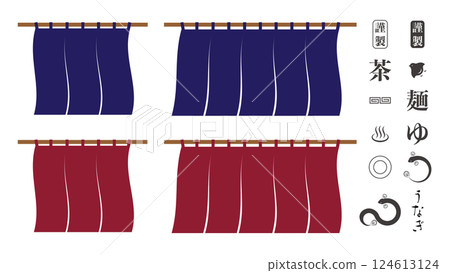 Noren 插畫素材集 向量 白色背景 長 Noren 簡單 124613124