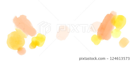 Pink, yellow and orange petals fluttering in the air, watercolor dot illustration Pink, yellow and orange petals fluttering in the air, watercolor dot illustration 124613573