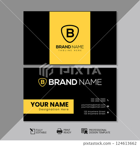 Professional Business Card Template. Unique Business Card Template. Modern Business Card Template 124613662