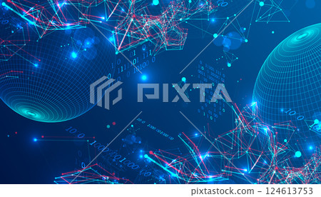 Digital network & data flow in cyberspace theme background. Vector. 124613753