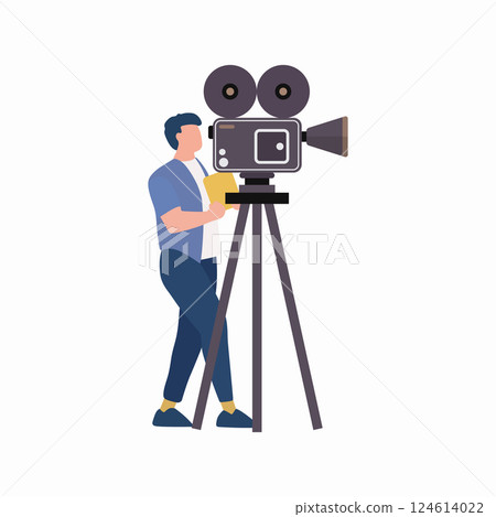 Man with camera and tripod. 124614022