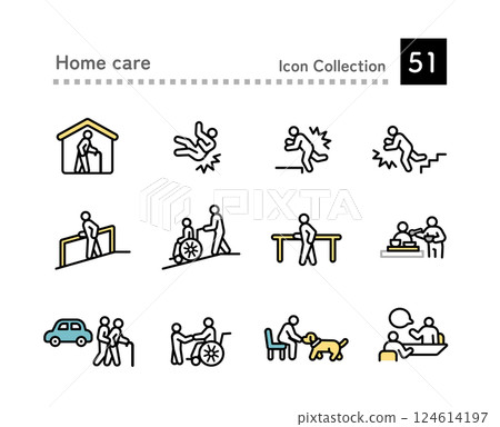 Fall risk and barrier-free icon set 124614197