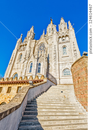 Area Mount Tibidabo, where the Sagrat Cor church is located. Barcelona. 124614467