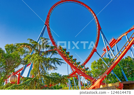 Roller Coaster in funny amusement park. 124614478