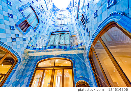 Interior and inner chambers Gaudi's creation- House Casa Batllo. 124614506