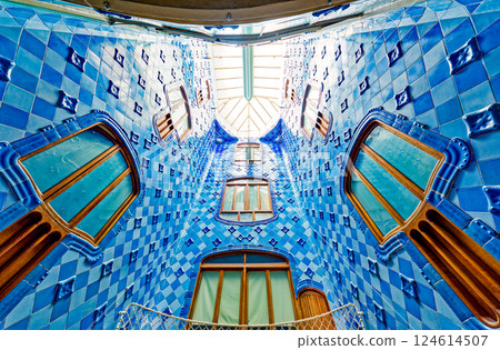 Interior and inner chambers Gaudi's creation- House Casa Batllo. 124614507