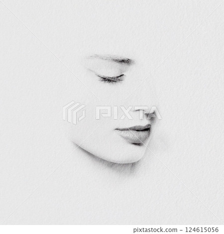 Graceful Monochrome Woman Face Portrait Graceful Monochrome Woman Face Portrait 124615056