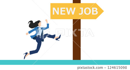 Illustration of a businesswoman deciding to change jobs 124615098