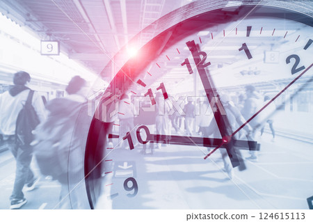 Business times office hours rush time concept people motion for travel working day Business times office hours rush time concept people motion for travel working day 124615113