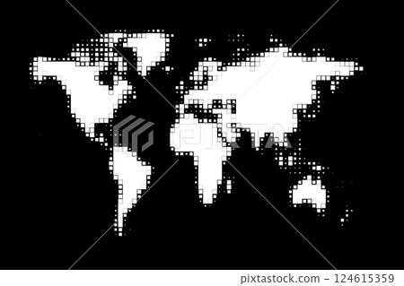 Pixelated World Map in Halftone Style Pixelated World Map in Halftone Style 124615359