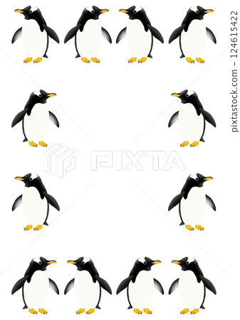 Cute Gentoo penguin frame illustration 124615422