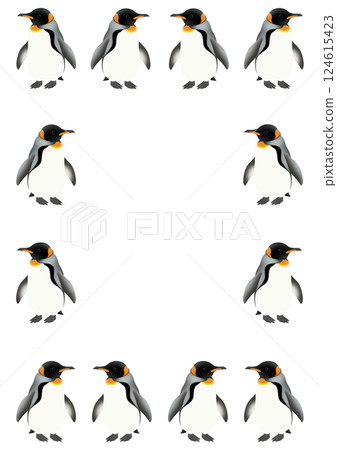 可愛的國王企鵝框架插圖 124615423