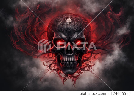 Illustration of an evil and scary skeleton 124615561