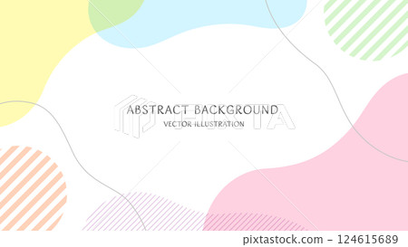 由柔和色彩的抽象形狀組成的簡潔時尚的背景材料。 16:9 尺寸向量插圖 由柔和色彩的抽象形狀組成的簡潔時尚的背景材料。 16:9 尺寸向量插圖 124615689