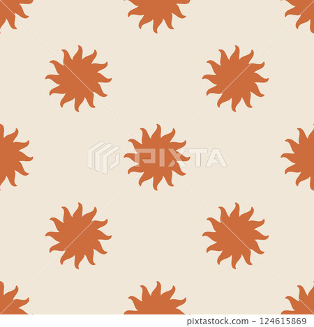 Boho print with sun. Seamless pattern. Background design. Repeating print for fabric, wrapping paper, textile, wallpaper Boho print with sun. Seamless pattern. Background design. Repeating print for fabric, wrapping paper, textile, wallpaper 124615869