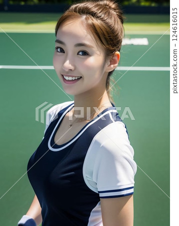 A woman playing tennis 124616015