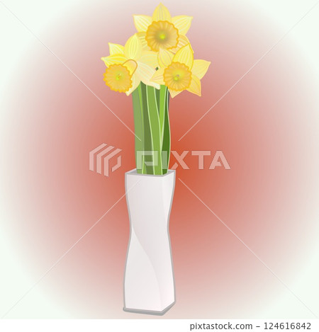 花瓶裡的水仙花的插圖 花瓶裡的水仙花的插圖 124616842