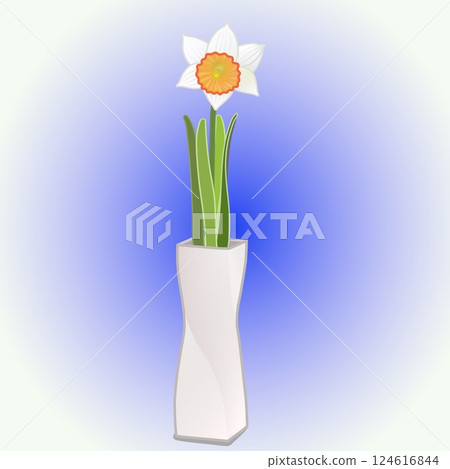 花瓶裡的水仙花的插圖 花瓶裡的水仙花的插圖 124616844