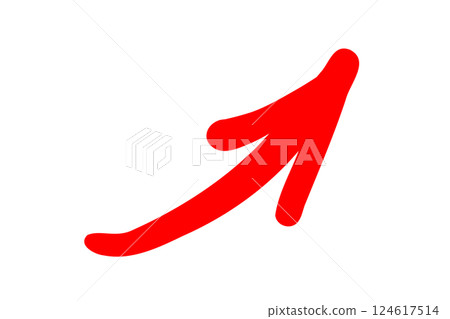 Simple hand-drawn arrow rising to the right, red, vector Simple hand-drawn arrow rising to the right, red, vector 124617514