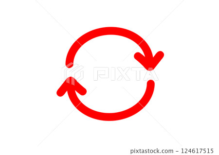 Handwritten rotating arrow reload icon red vector Handwritten rotating arrow reload icon red vector 124617515