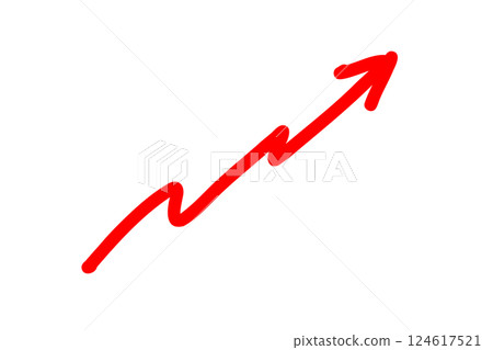 A hand-drawn red arrow pointing upward to the right. Vector 124617521