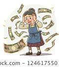An elderly woman worried about her livelihood and pension 124617550