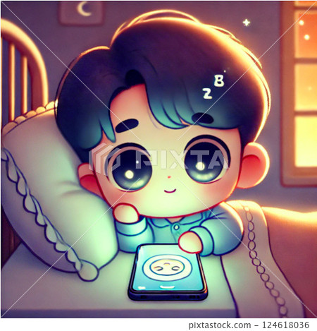 Smartphone before going to bed 124618036