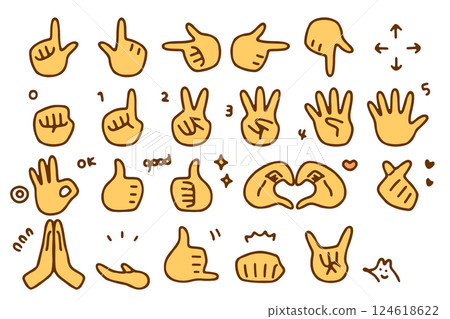 手勢和裝飾插圖集_線描色彩 手勢和裝飾插圖集_線描色彩 124618622