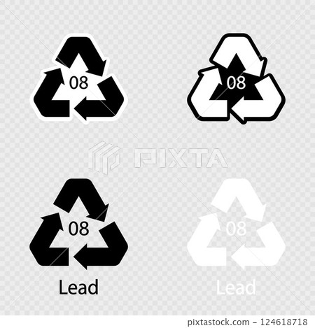 Battery recycling symbol 8 Lead set. 124618718