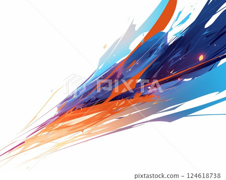 充滿活力的橙色和藍色抽象數位藝術 充滿活力的橙色和藍色抽象數位藝術 124618738