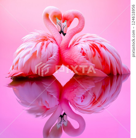 Two flamingos in love 124618956