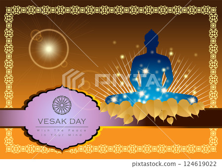 Abstract of Vesak Day. The Birthday, Enlightenment and Death of Lord Buddha that's one sign of Buddism. Buddhists around the world called The Meditation Day or Jayanti Day. Background and banner conce Abstract of Vesak Day. The Birthday, Enlightenment and Death of Lord Buddha that's one sign of Buddism. Buddhists around the world called The Meditation Day or Jayanti Day. Background and banner conce 124619022
